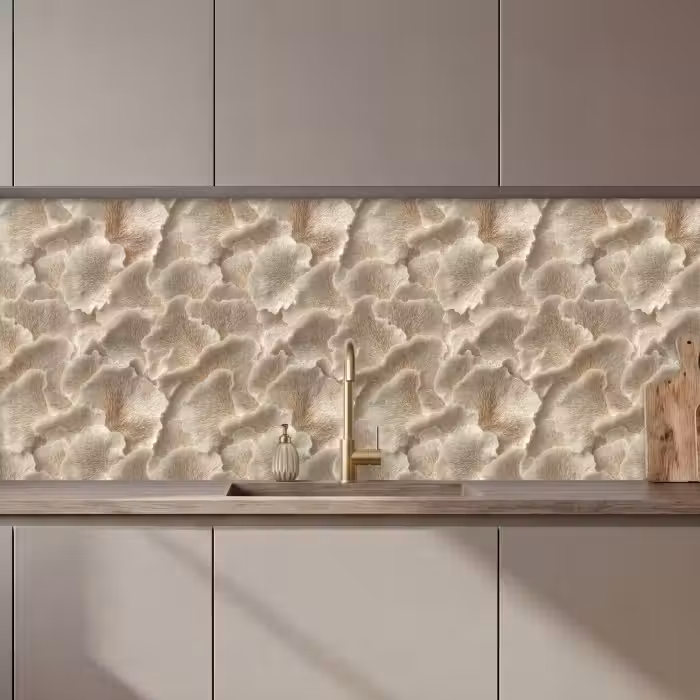 Crédence cuisine - Textures en éventail - Beige - Texture en fibres
