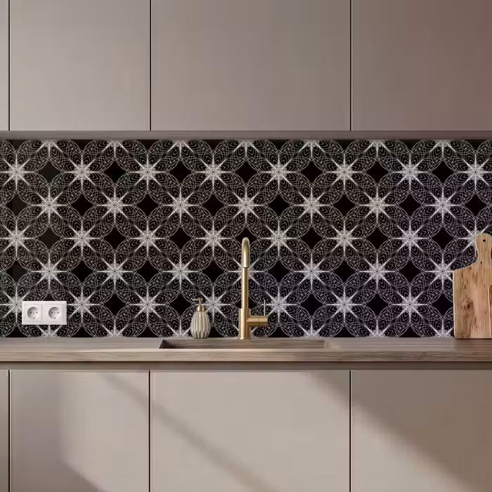 Crédence cuisine - Compas - Motifs - Noir et blanc