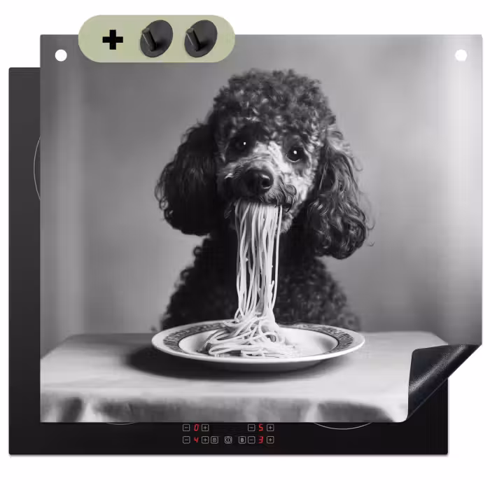 Beschemer à induction avec crochets - Caniche - Chien - Noir - Blanc - Mignon - Pâtes