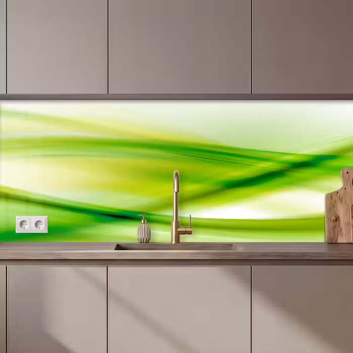 Crédence cuisine - Vagues - Abstrait - Vert