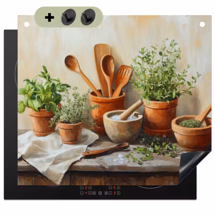 Beschemer à induction avec crochets - Pots - Herbes - Bois