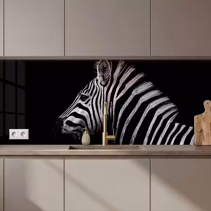 Crédence cuisine - Zèbre - Animal - Noir