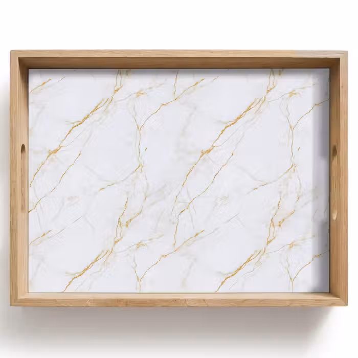 Plateau - Blanc - Marbre - Or - Luxueux