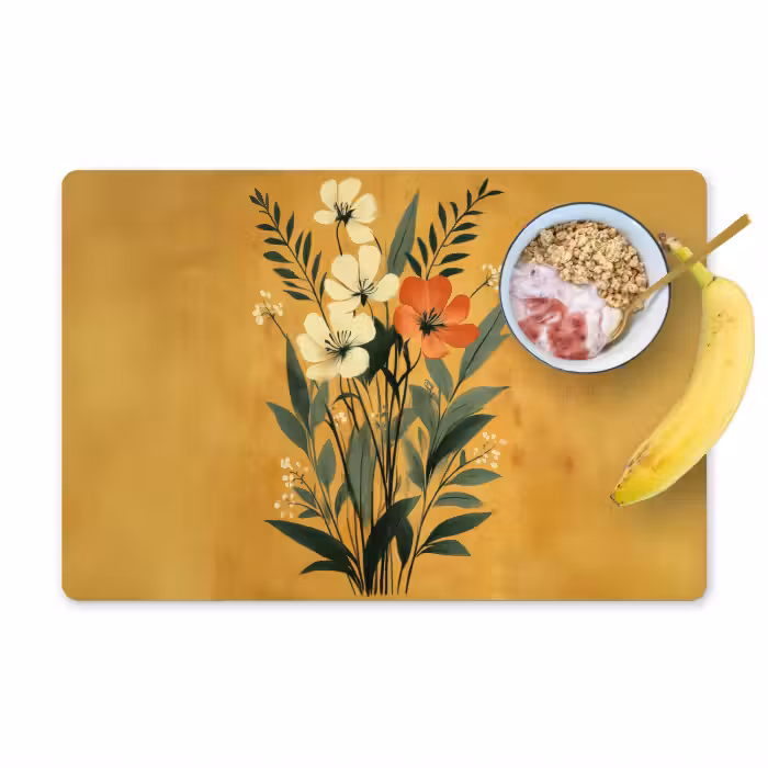 Sets de table en vinyle - Feuilles - Bouquet - Jaune
