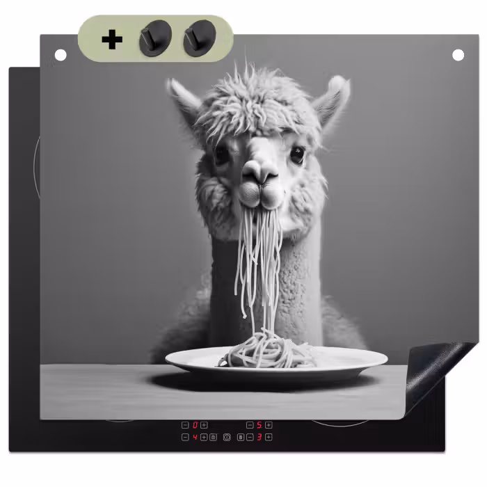 Beschemer à induction avec crochets - Alpaga - Pâtes - Noir - Blanc - Drôle - Animaux