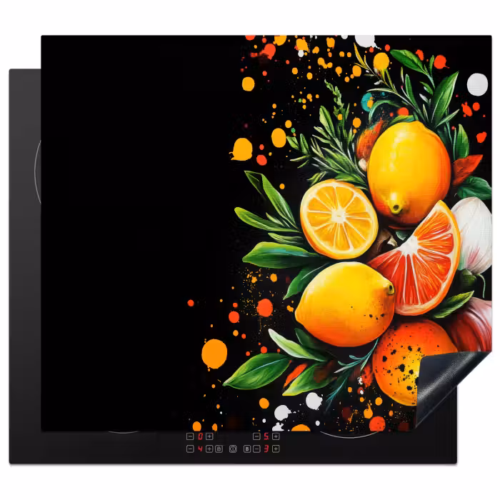 Protection plaque induction - Citrons - Noir - Herbes - Graffiti - Peinture