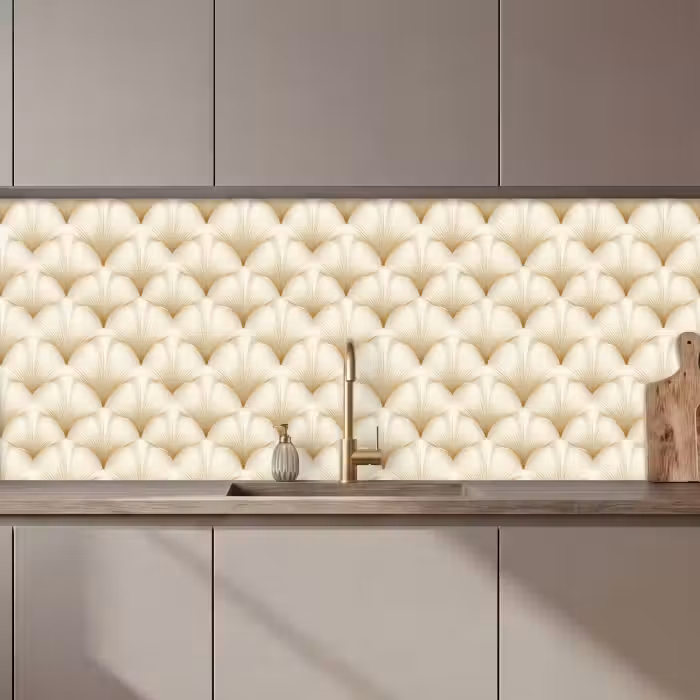 Crédence cuisine - Eventail - Motif - Or