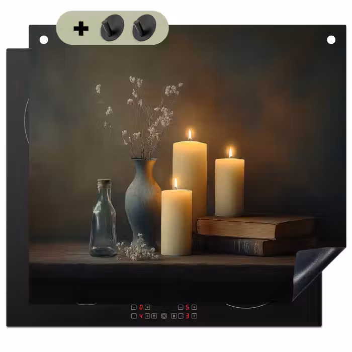 Beschemer à induction avec crochets - Bougies - Nature morte - Rustique - Livres