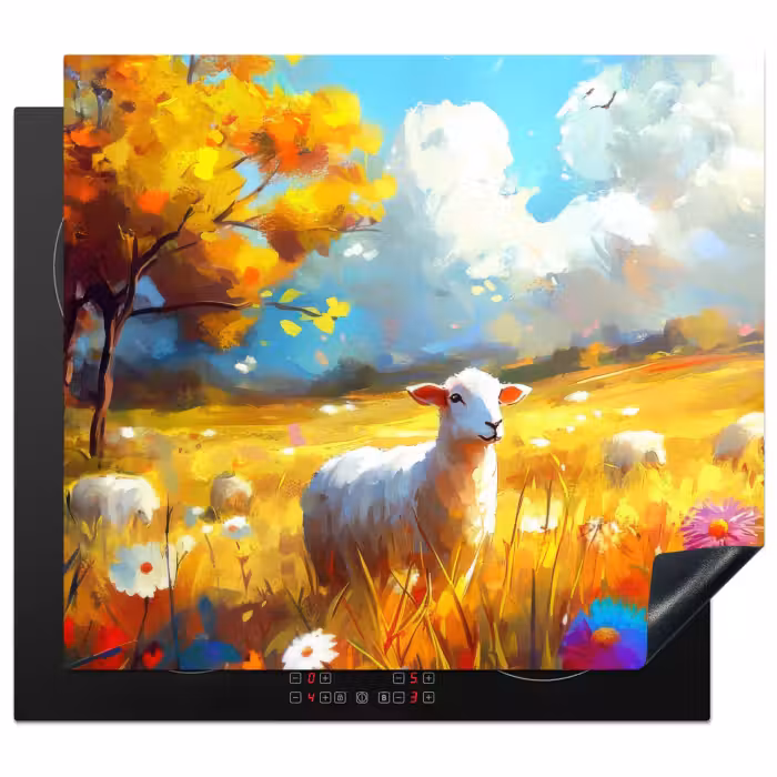 Protection plaque induction - Mouton - Prairie - Fleurs
