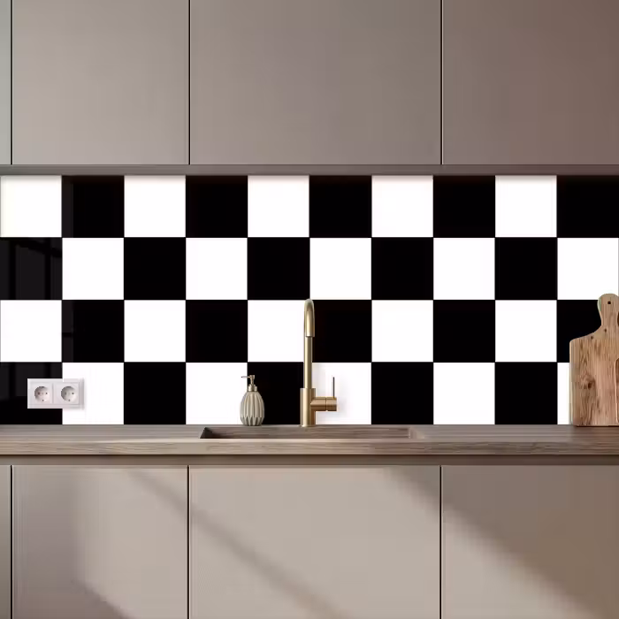 Crédence cuisine - Échiquier - Motifs - Noir et blanc