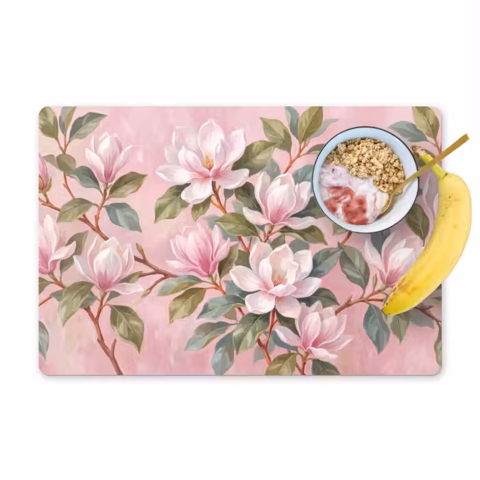 Set de table – 6 pièces - Magnolias - Motif - Rose