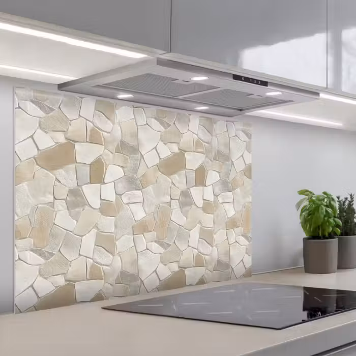Fond de hotte - Mosaïque - Pierres - Beige