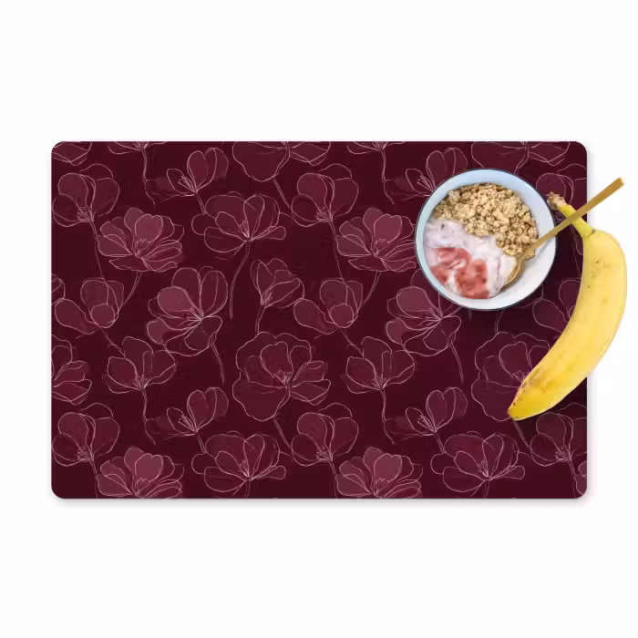 Set de table – 6 pièces - Fleurs - Motif - Bourgogne