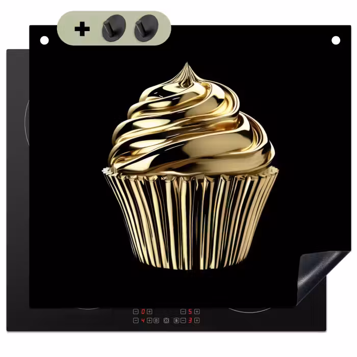 Beschemer à induction avec crochets - Cupcake - Nourriture - Or - Noir