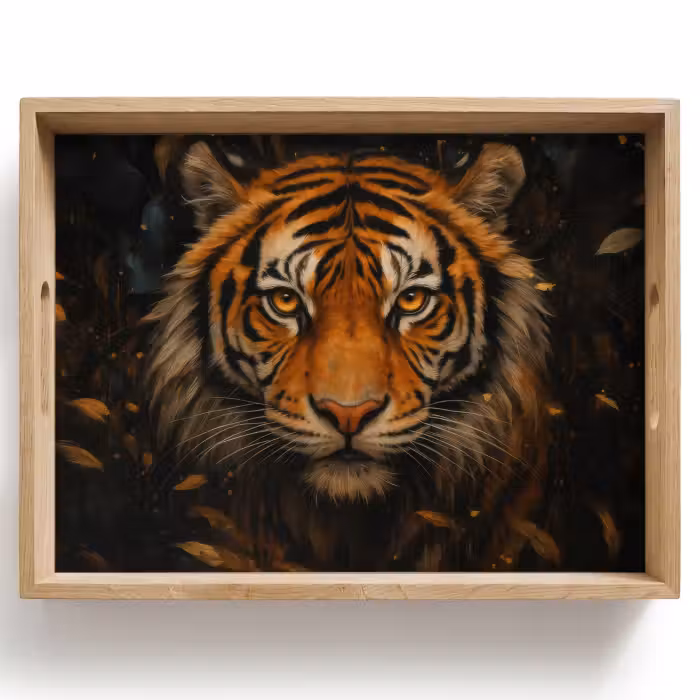 Plateau - Feuilles - Tigre - Orange