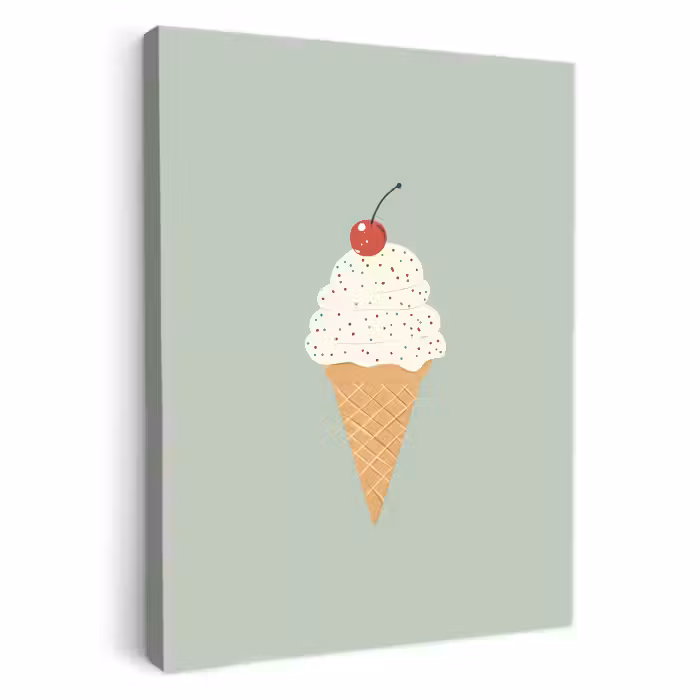 Tableau sur toile - Illustration - Glace - Mouchetures - Cerise