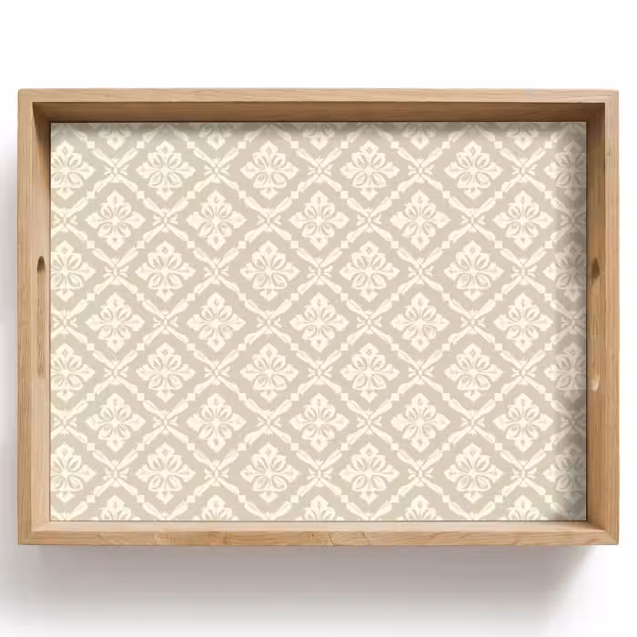 Plateau - Floral - Ornement - Beige