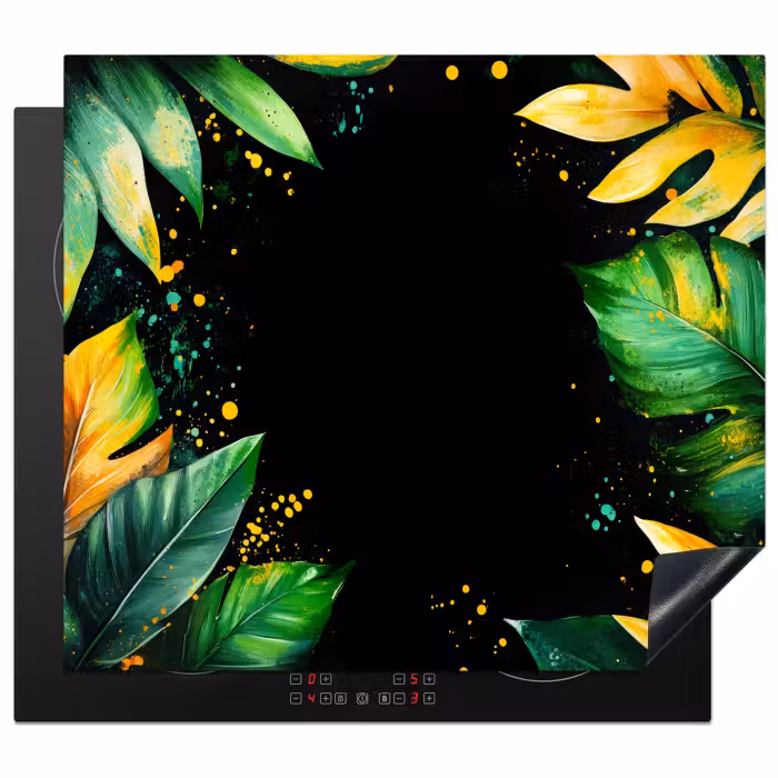 Protection plaque induction - Feuilles - Vert - Jaune - Peinture - Jungle