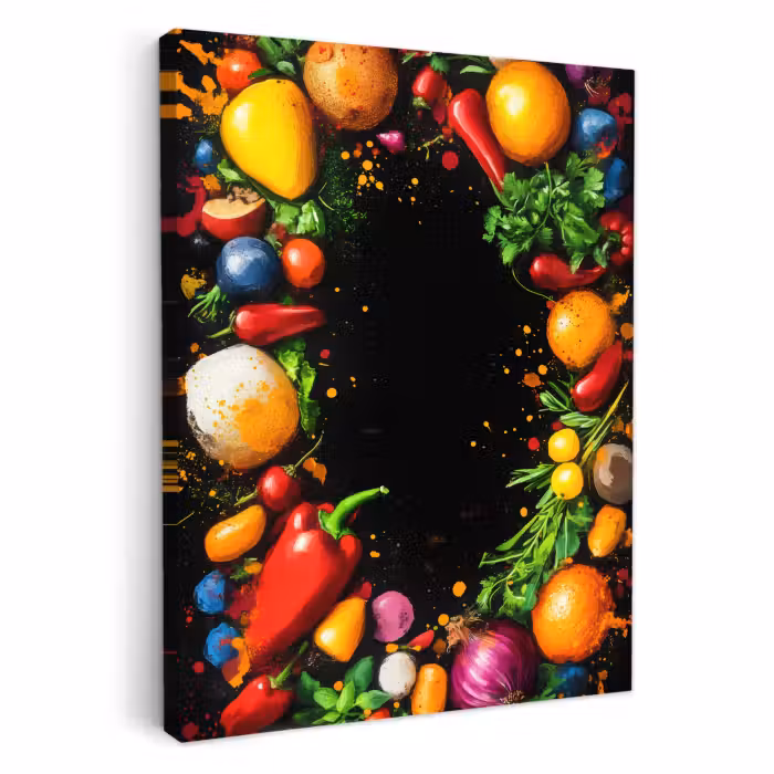 Tableau sur toile - Légumes - Graffiti - coloré - cuisine - abstrait