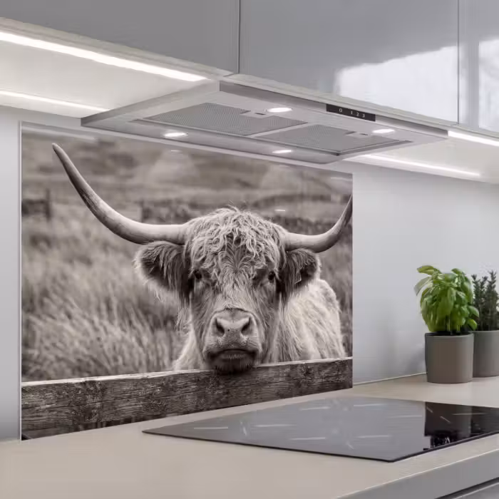Fond de hotte - Highlander écossais - Noir - Blanc - Bois