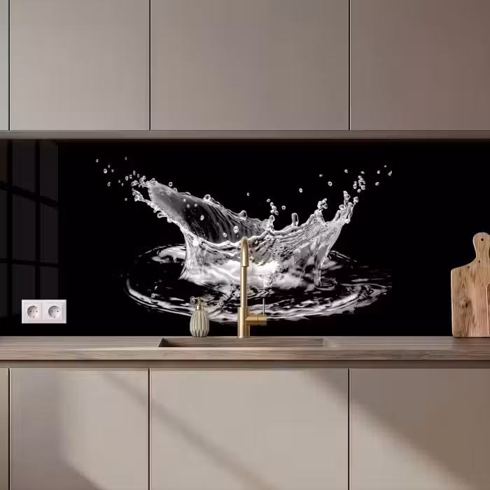 Crédence cuisine - Eau - Splash - Eau - Noir