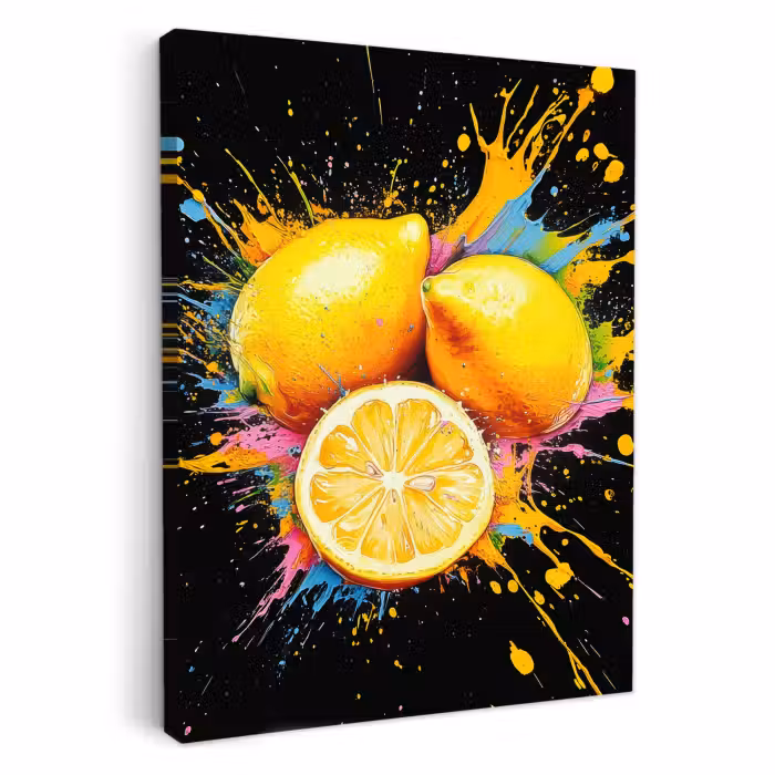 Tableau sur toile - Citron - Graffiti - Coloré - Peinture - Moderne