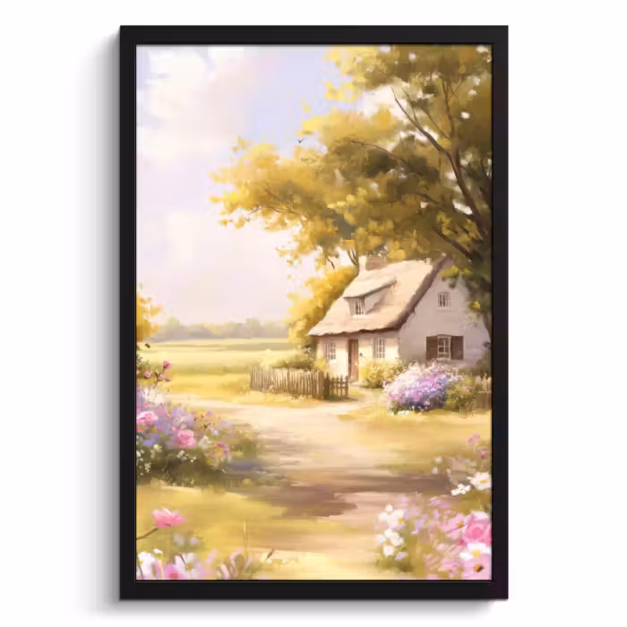 Cadre Photo - Chalet - Bois - Fleurs