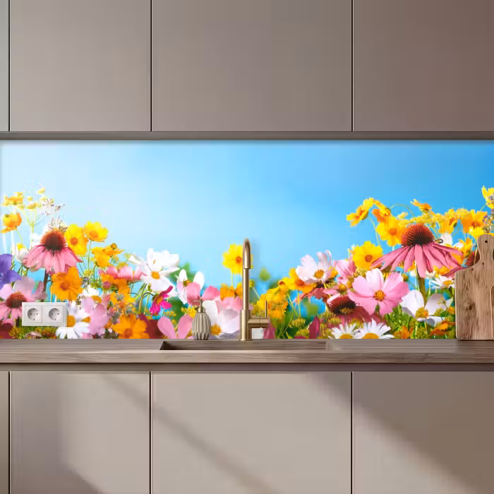 Crédence cuisine - Fleurs - Colorées - Bleues - Nature