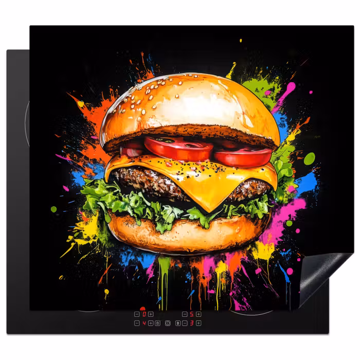 Protection plaque induction - Hamburger - Graffiti - Peinture - Coloré - Nourriture - Abstrait