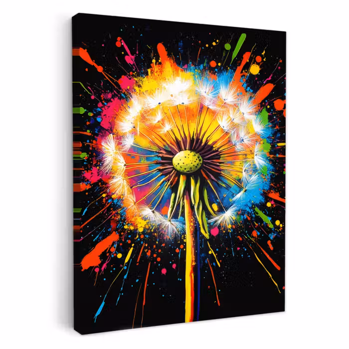 Tableau sur toile - Pissenlit - Graffiti - Coloré - Fleurs - Nature