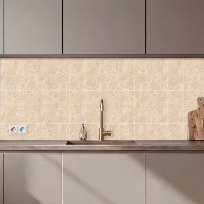 Crédence cuisine - Marbre - Carreaux - Beige