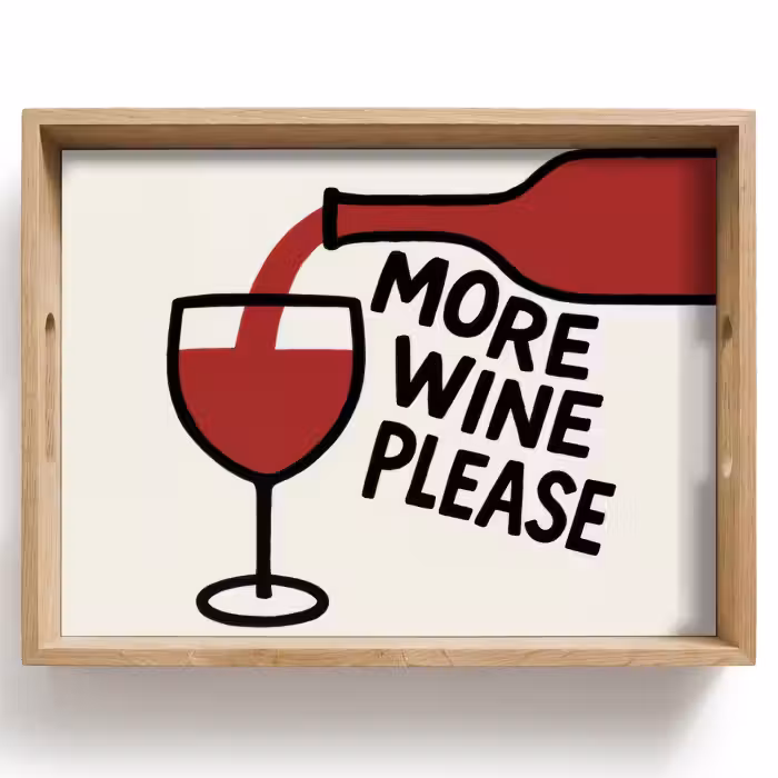 Plateau - Bouteille de vin - Citation - Rouge - Verre