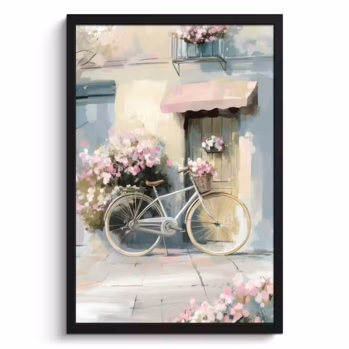 Cadre Photo - Bicyclette - Couleurs pastel - Fleurs