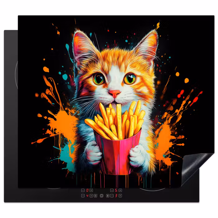 Protection plaque induction - Chat - Nourriture - Frites - Graffiti - Abstrait